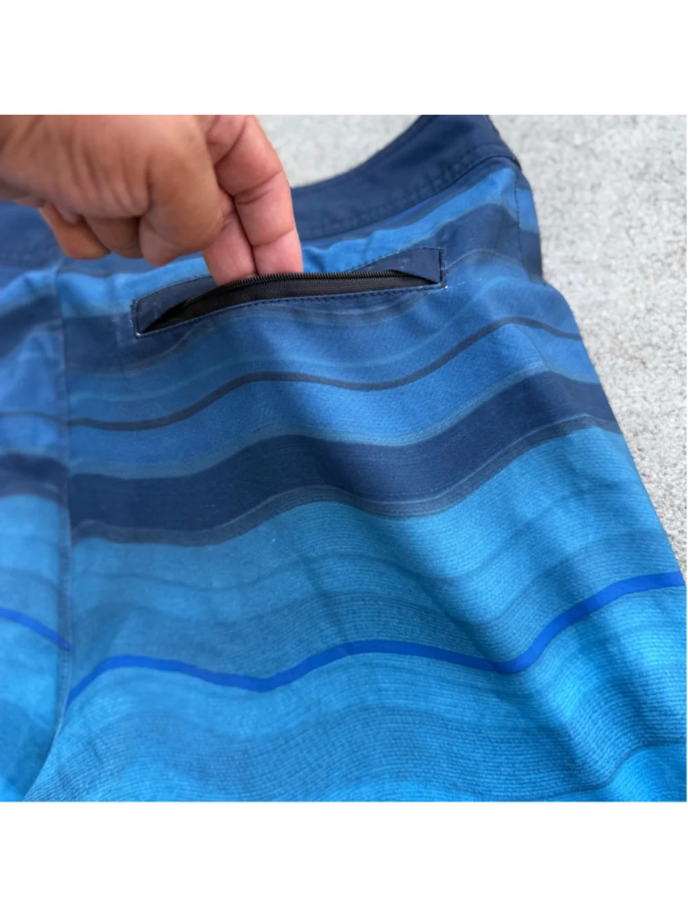 Men's PrAna Blue Navy Blue Striped Board Shorts Swim Trunks Size 34